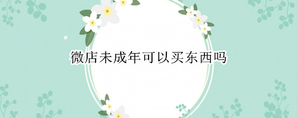 微店未成年可以买东西吗