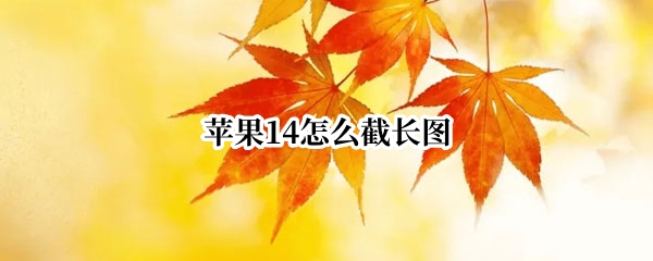 苹果14怎么截长图