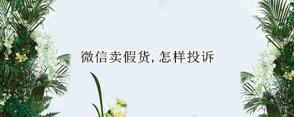 微信卖假货,怎样投诉