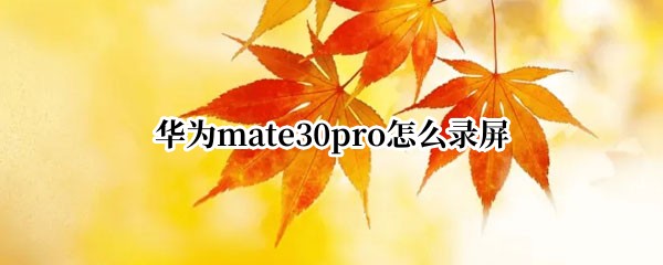华为mate30pro怎么录屏
